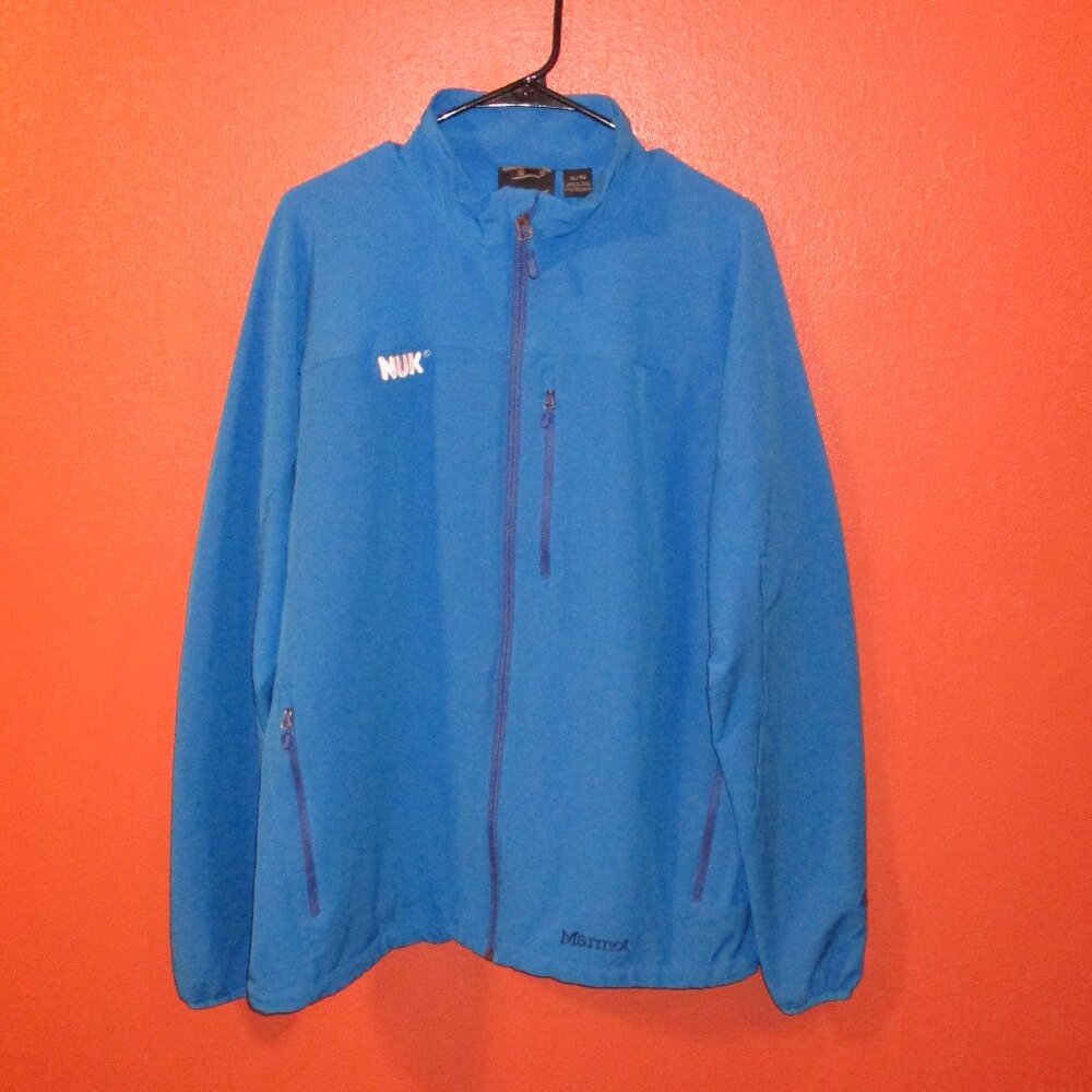 Marmot Jacket NUK Woman X Large Blue White Full Zip Pockets Outdoor Work Jacket